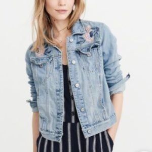 Abercrombie Embroidered Denim Jean Jacket XS